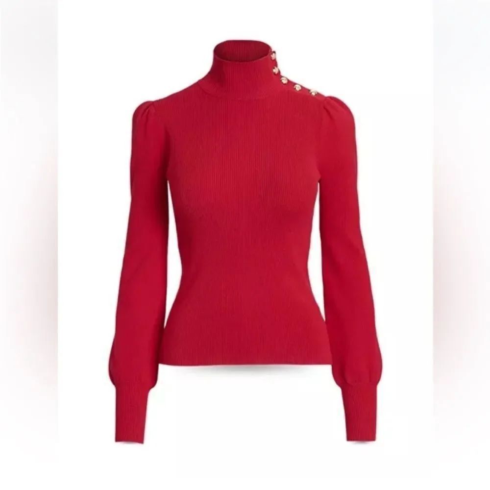 Ralph Lauren black label Red Turtleneck Sweater with Button Detail, S - Picture 6 of 14
